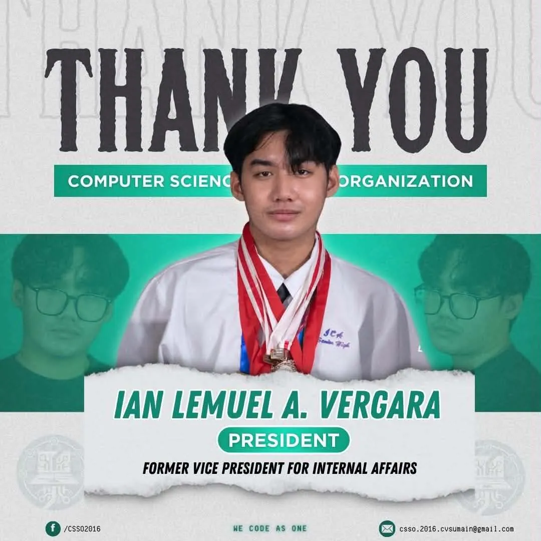 Ian as CS Student Organization President